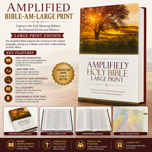 Amplified Bible (AMP) Large Print Brown Bible for Study and Devotion