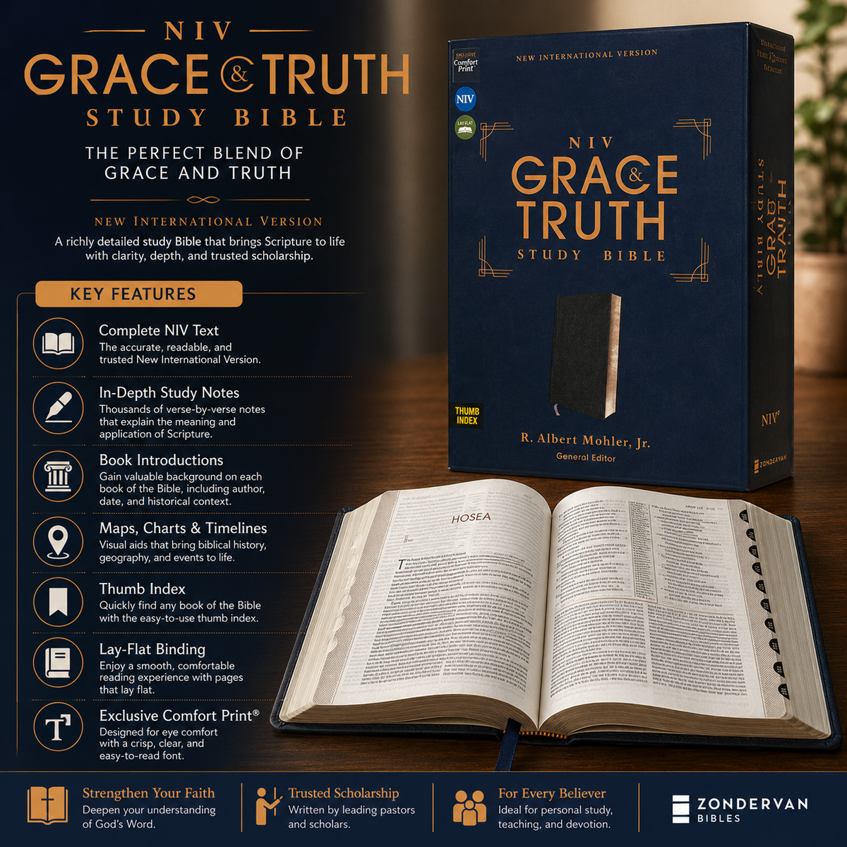 NIV Grace & Truth Study Bible, Thumb Index, Comfort Print, Red Letter Edition
