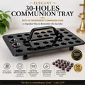 Elegant 30-Holes Black Communion Tray with 50 Transparent Communion Cups, Modern Smoke-Black Acrylic Holy Communion Set