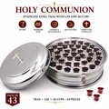 Holy Communion Stainless Steel Tray with Lid & 40 Cups, Complete Church Communion Serving Set (Pack of 43), Mirror Finish