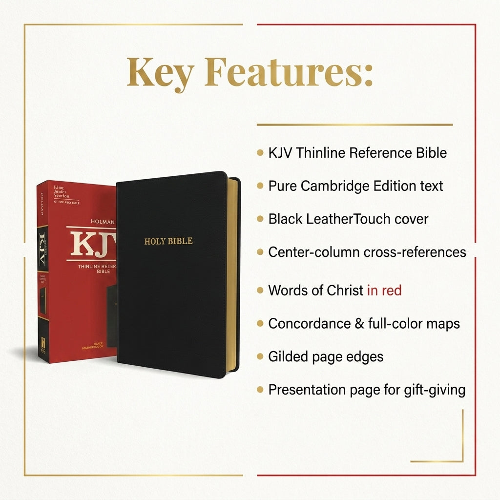 Holman KJV Thinline Reference Bible – Black LeatherTouch (Pure Cambridge Edition)