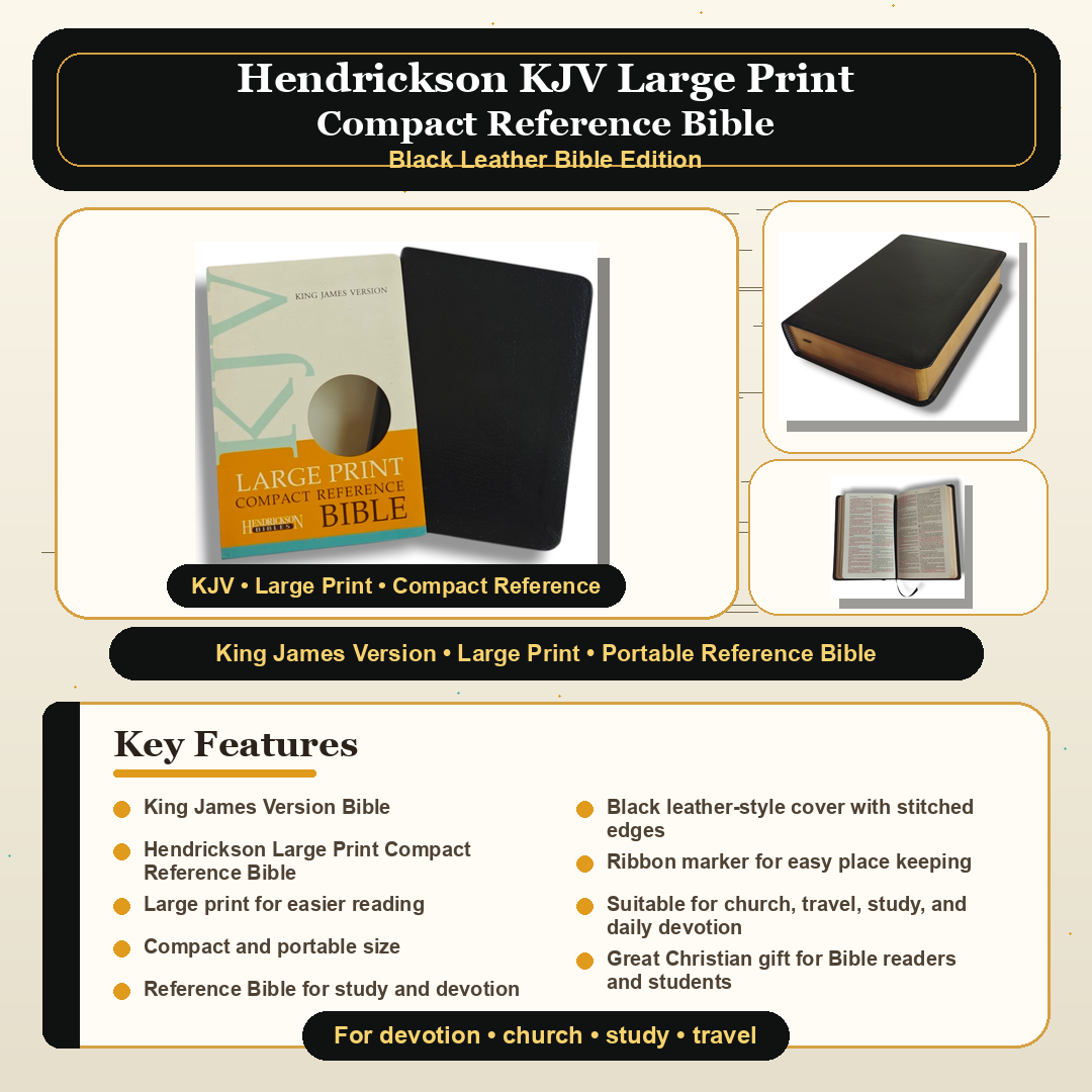 Hendrickson KJV Large Print Compact Reference Bible – Black Bonded Leather