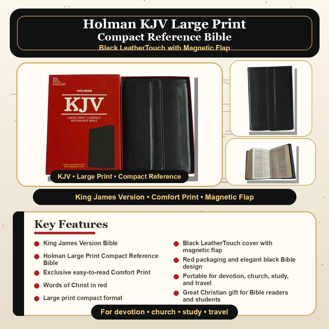 Holman KJV Large Print Compact Reference Bible – Black LeatherTouch with Magnetic Flap