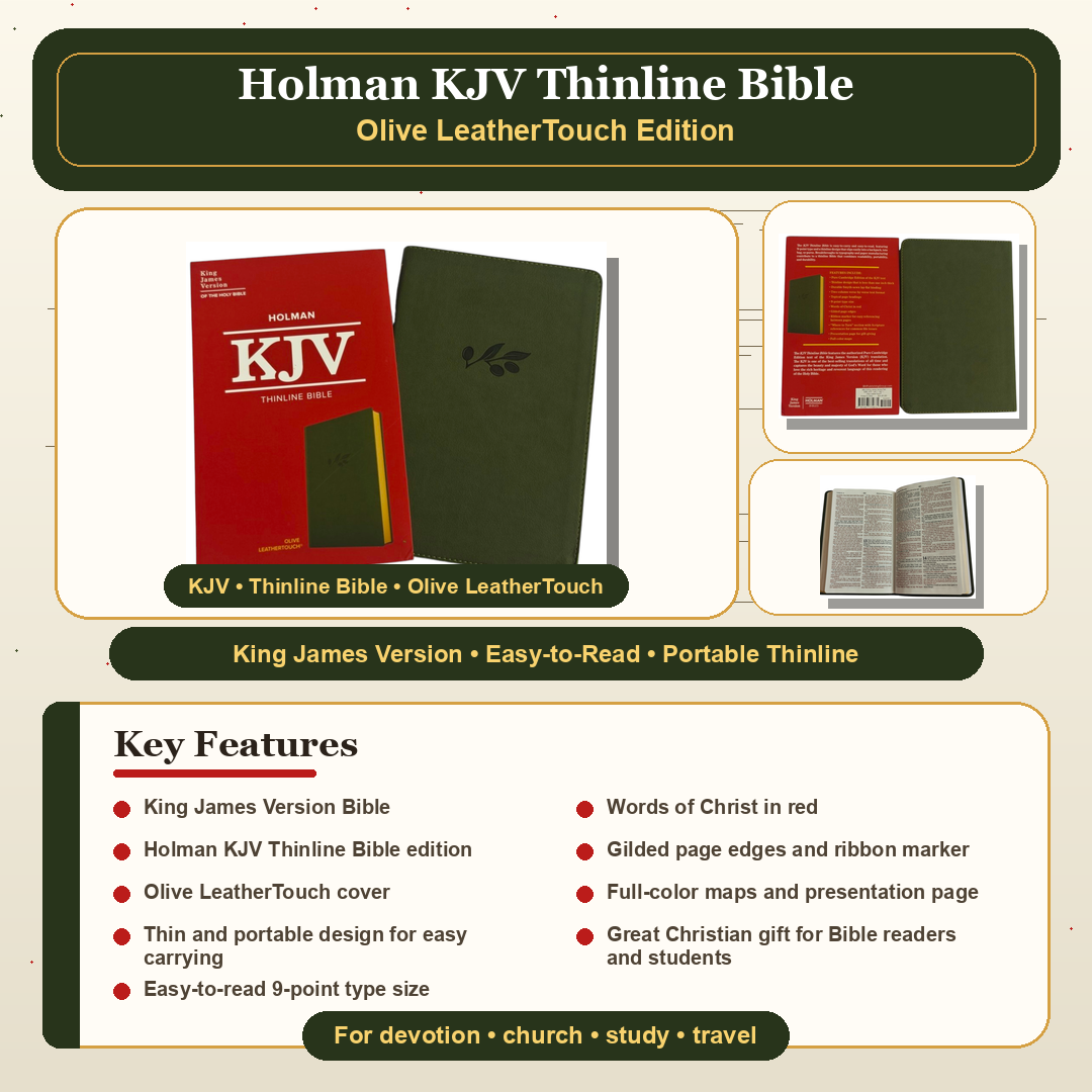 Holman KJV Thinline Bible – Olive LeatherTouch (Pure Cambridge Edition)